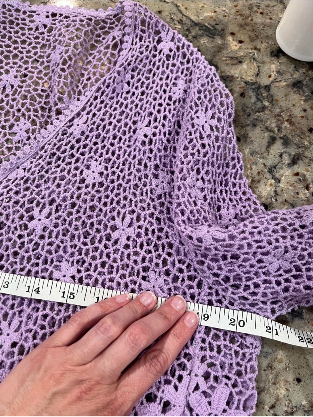 Lilac Crochet Open-Front Women's Sweater Cardigan - Picture 5 of 7